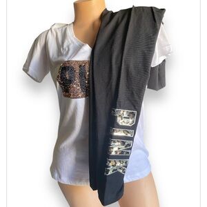 PINK Victoria Secret BLING T-shirt yoga pants set small New with tags